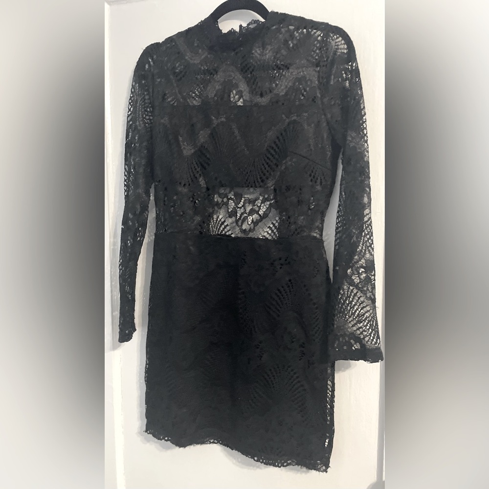 Black Lace Dress with Open Back